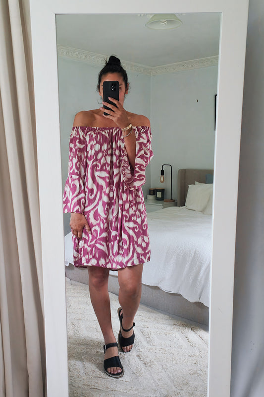 Pink - Off Shoulder Aurora Tunic Dress