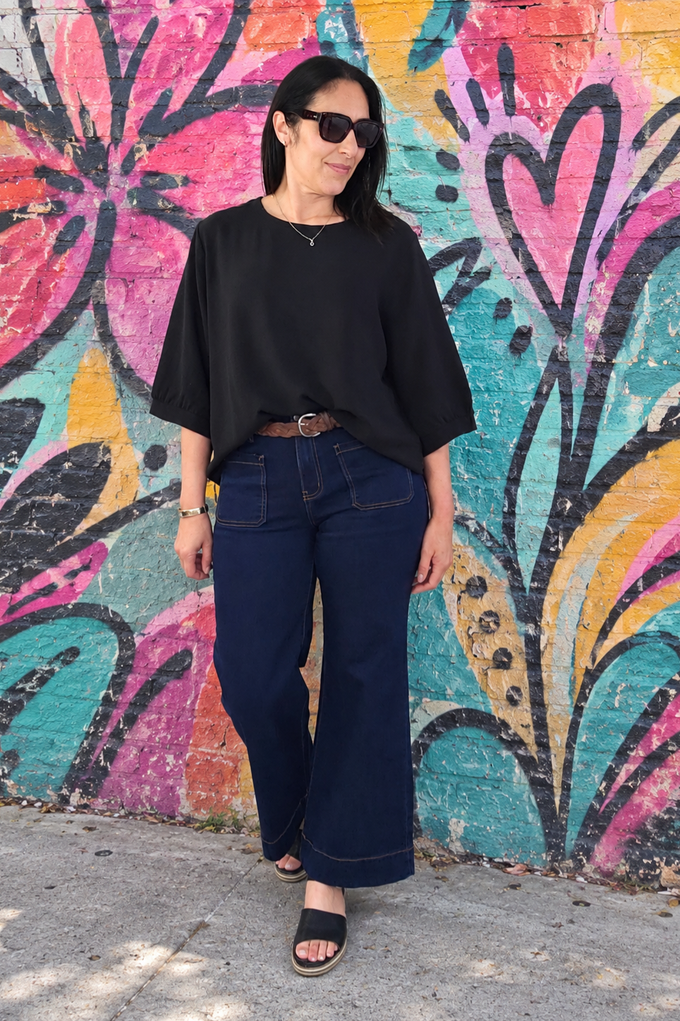 Plain Draped Izzy Top - Black