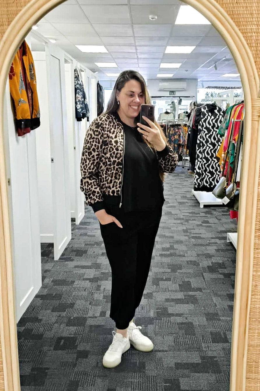 Light Animal Print Zip Up