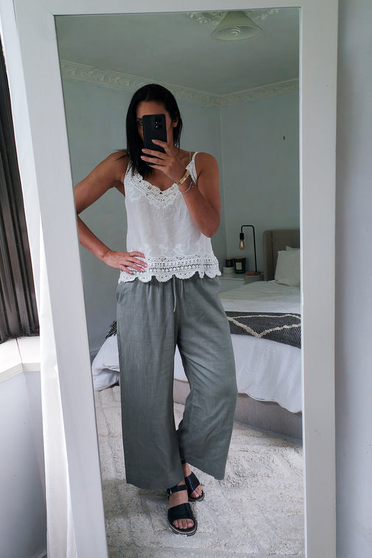 Wide Leg Taylor Pants -Sage