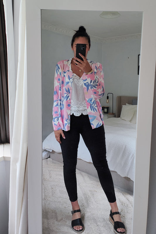 Relaxed Line Graphic Cardigan - Flower