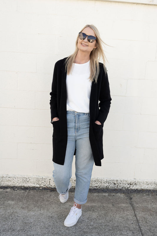 Snuggly Black Knit Coatigan