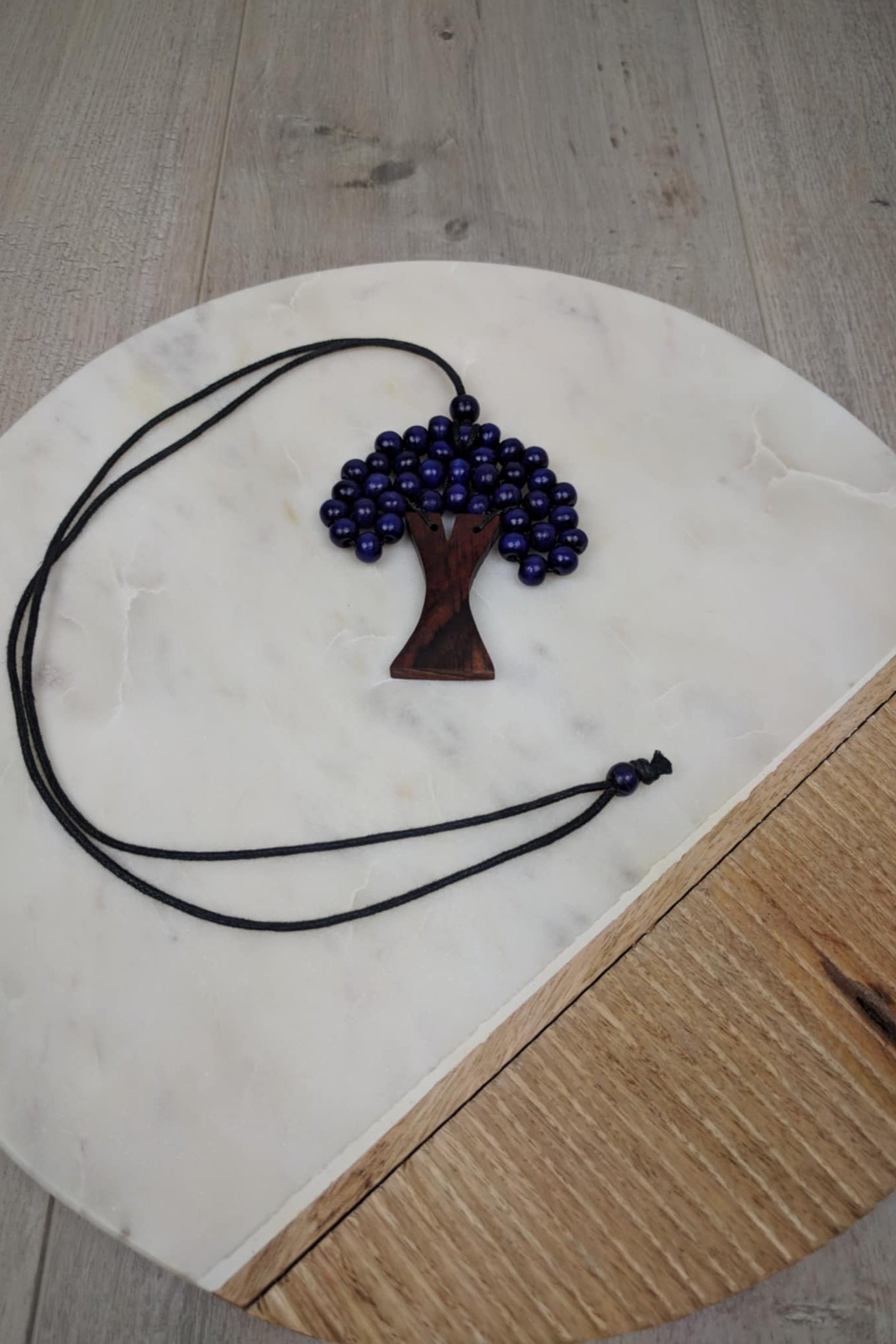 Wooden Tree Necklace - purple