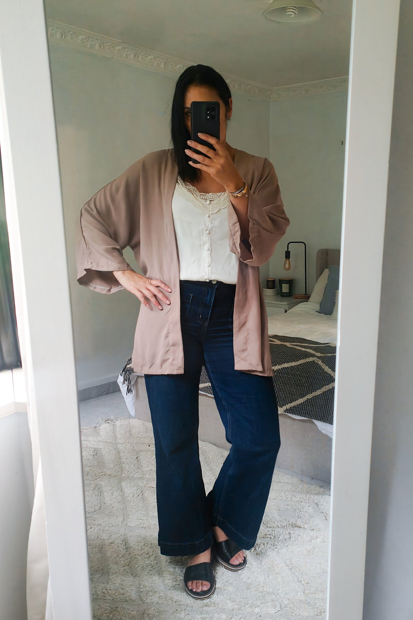 Latte  - Longer Open Front Jacket