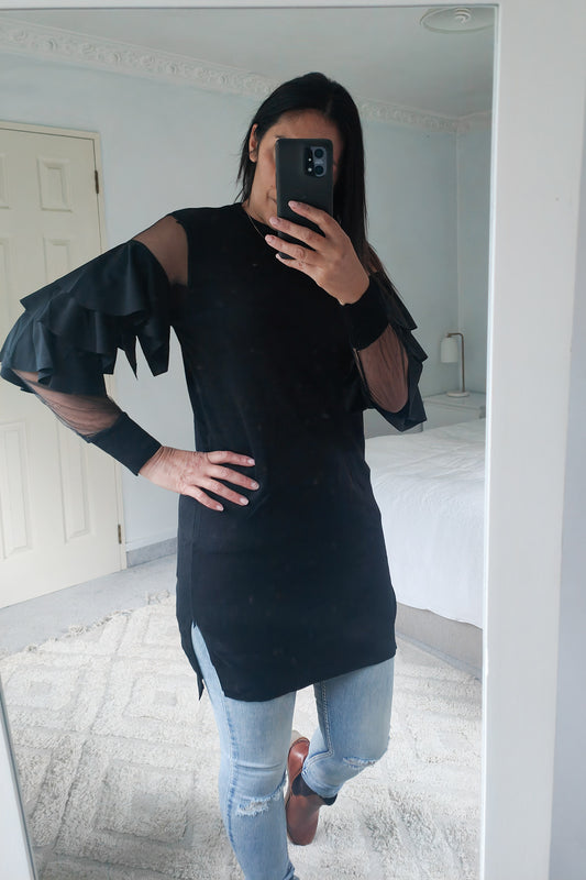 Mesh Sleeve Roxy Dress