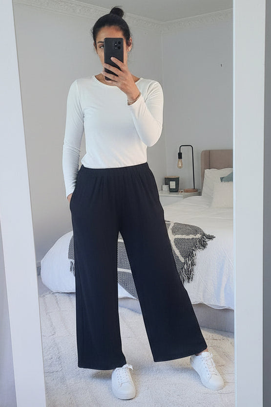 Wide Leg Weekender Pants - Black