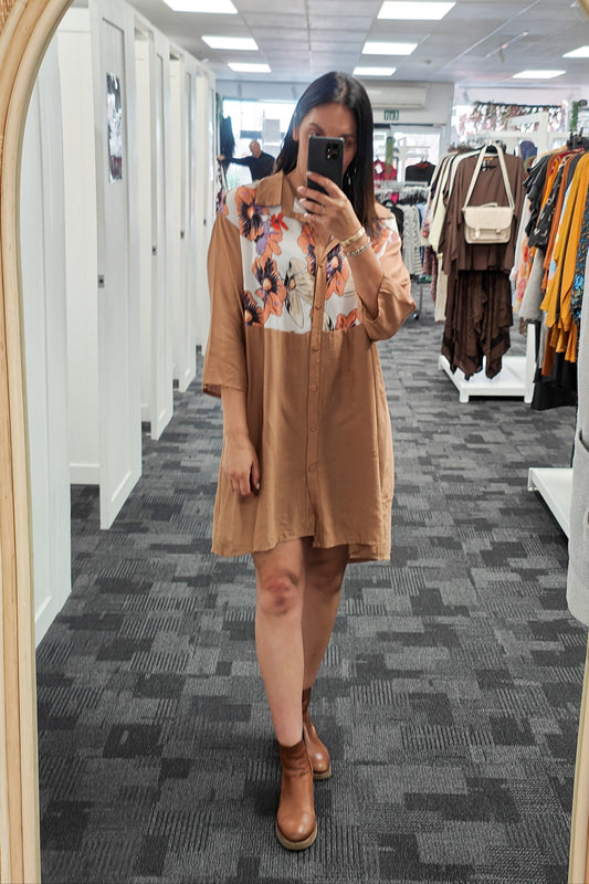 Toffee - Flower Button Up Overshirt/Tunic