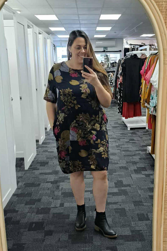 Navy Fauna - Smock Dress