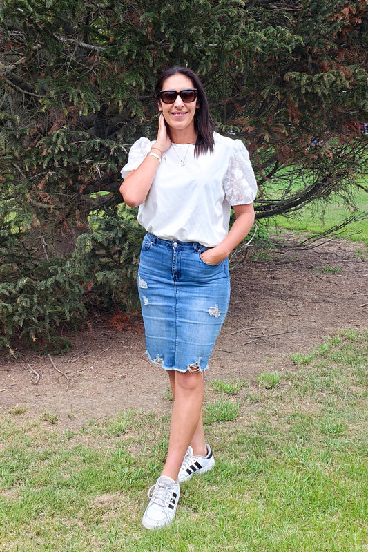 Chloe Puff Sleeve Top - White