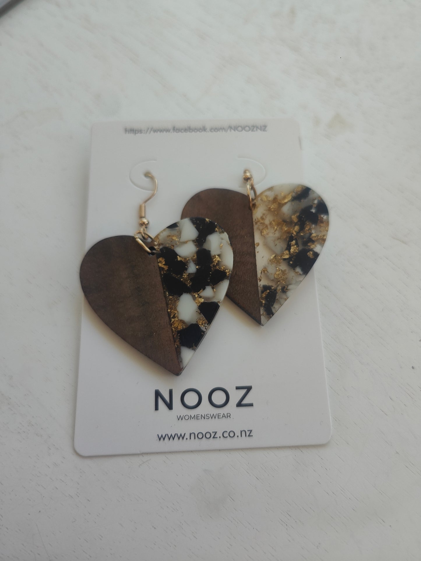 Wood & Resin Orphelia Heart Earrings