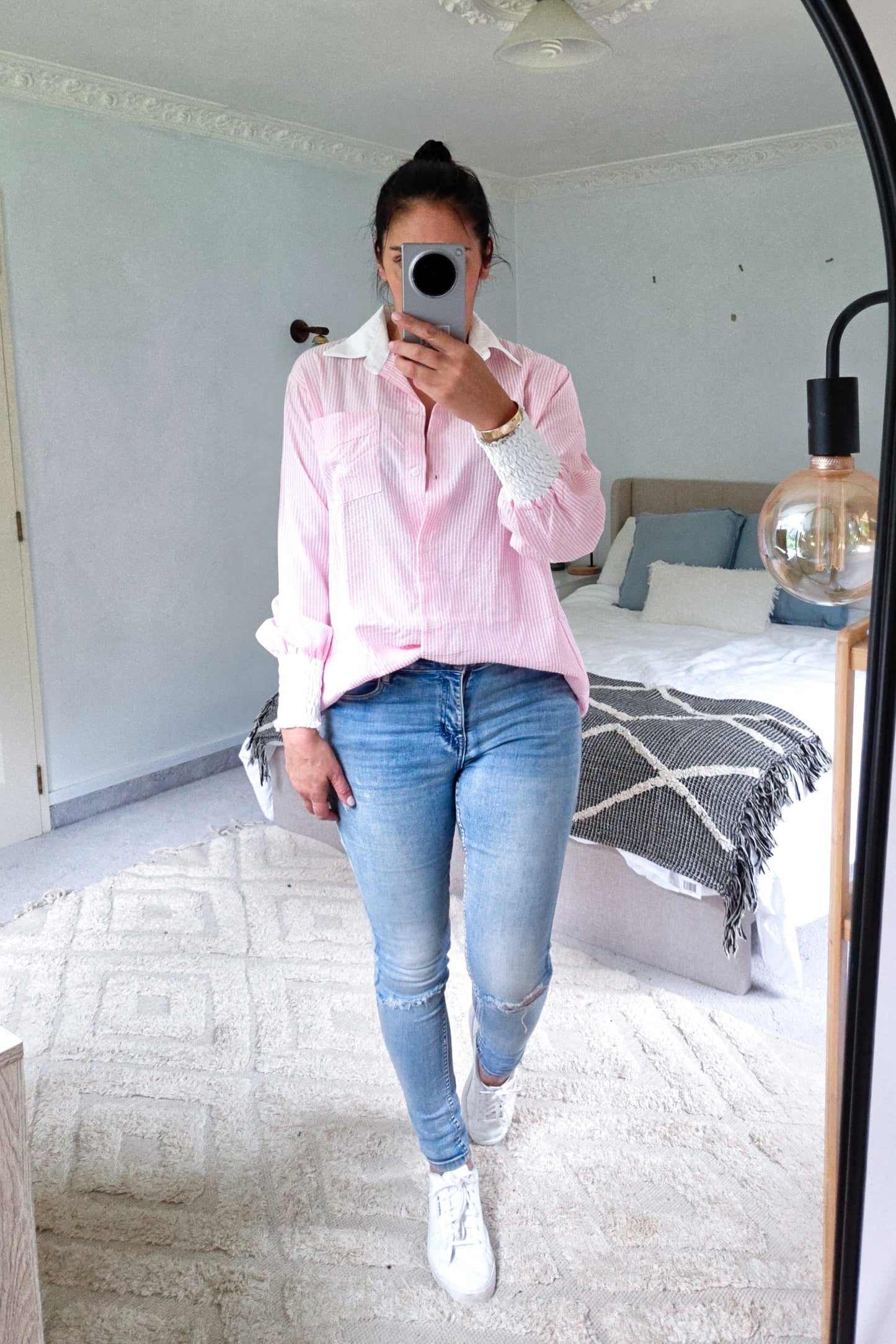 Maisy Pinstripe Shirt - Pink/White