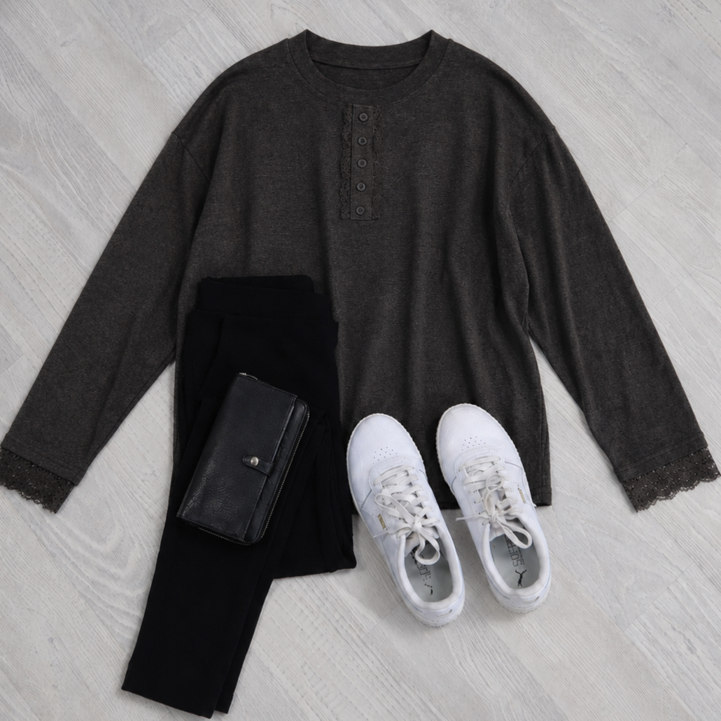Amelia LS Top - Grey Marl