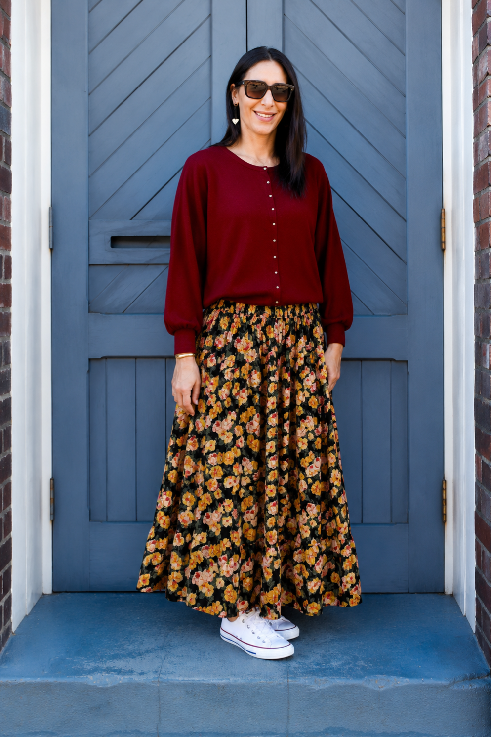 Tiered Victoria Maxi Skirt - Vibrant Dark Floral