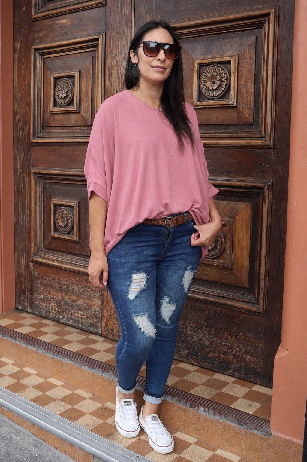 Plain Draped Izzy Top - Blush