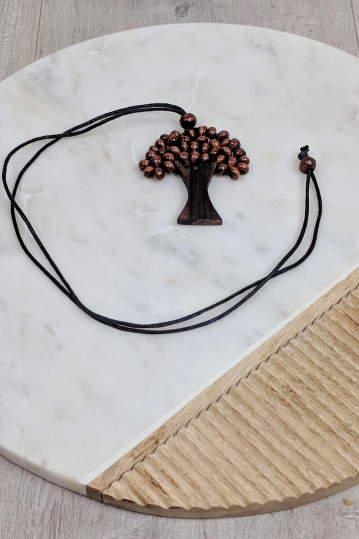 Wooden Tree Necklace - brown