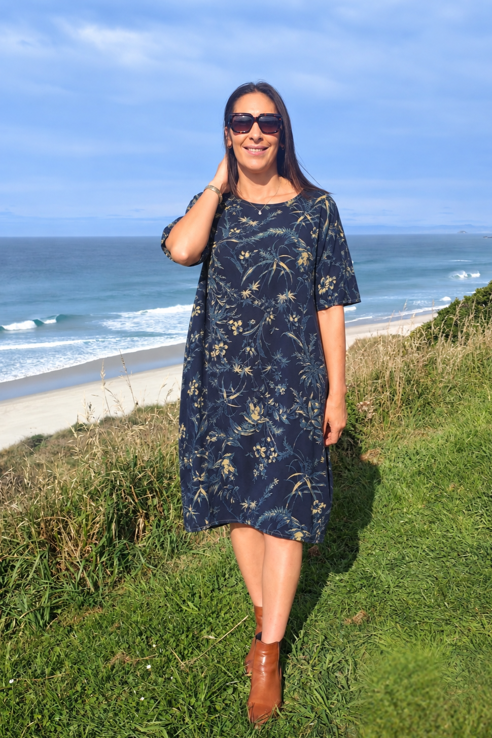 Pacific Twilight Floral - Smock Dress