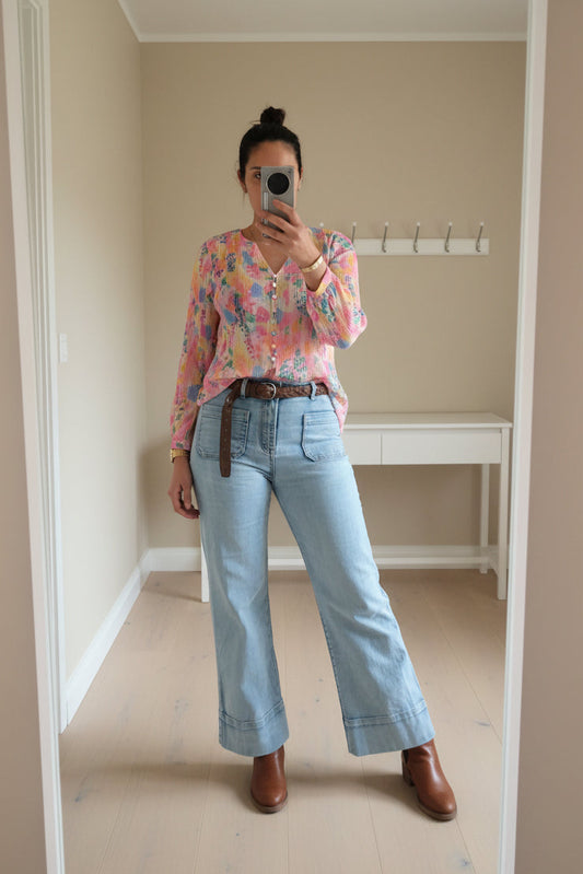 Chiffon Alex Top - Pastel Pink Garden