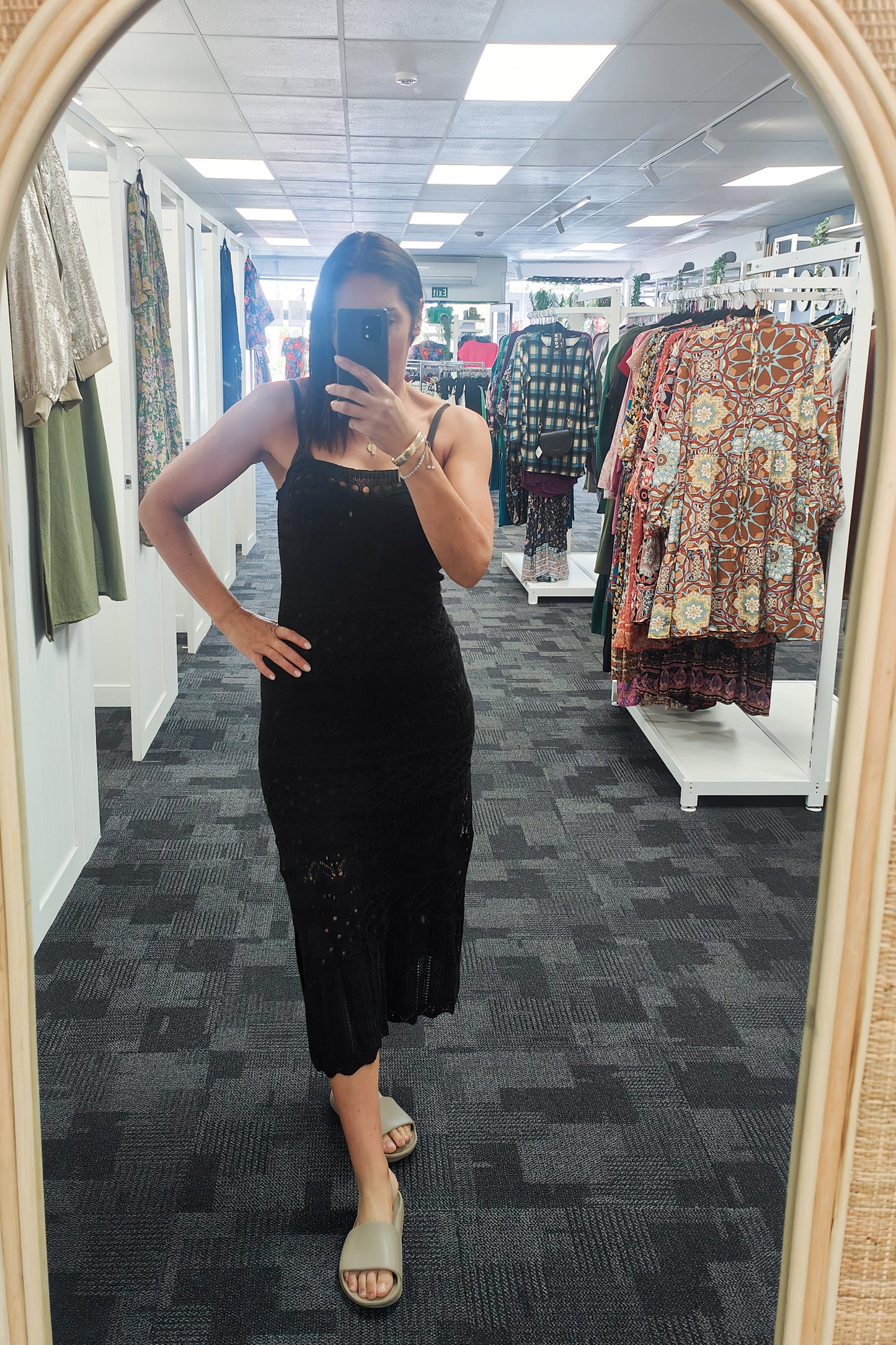 Crochet Bodycon Dress - Black