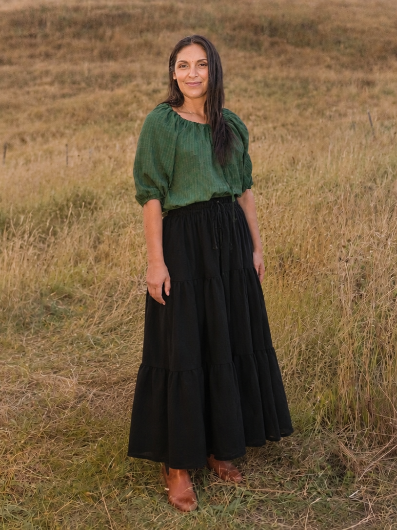Violeta Tiered Maxi Skirt - Black