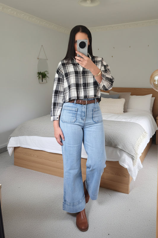 Haddow Cropped Plaid Shirt/jacket - warm black