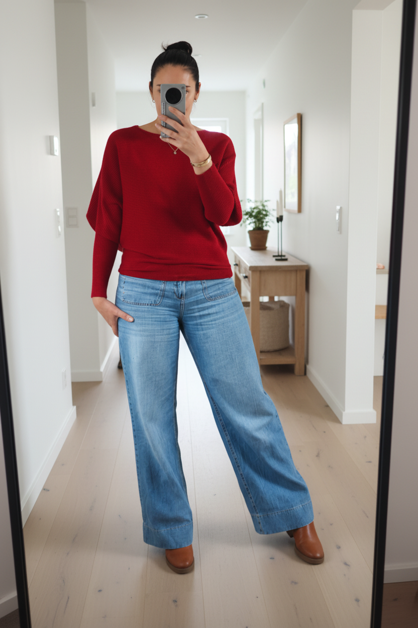 Raspberry - Nellie Ribbed  Batwing Knit
