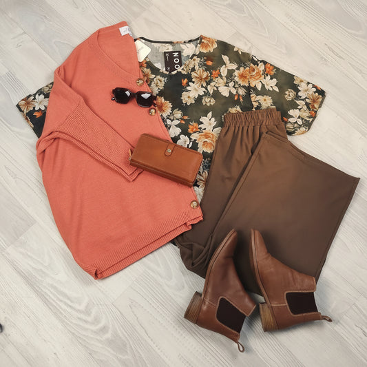 Short Sleeve Verity Tie Top - Faded Grey Floral