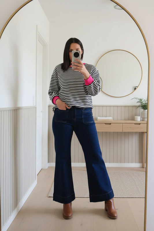 Oversized Striped Charlie Crew