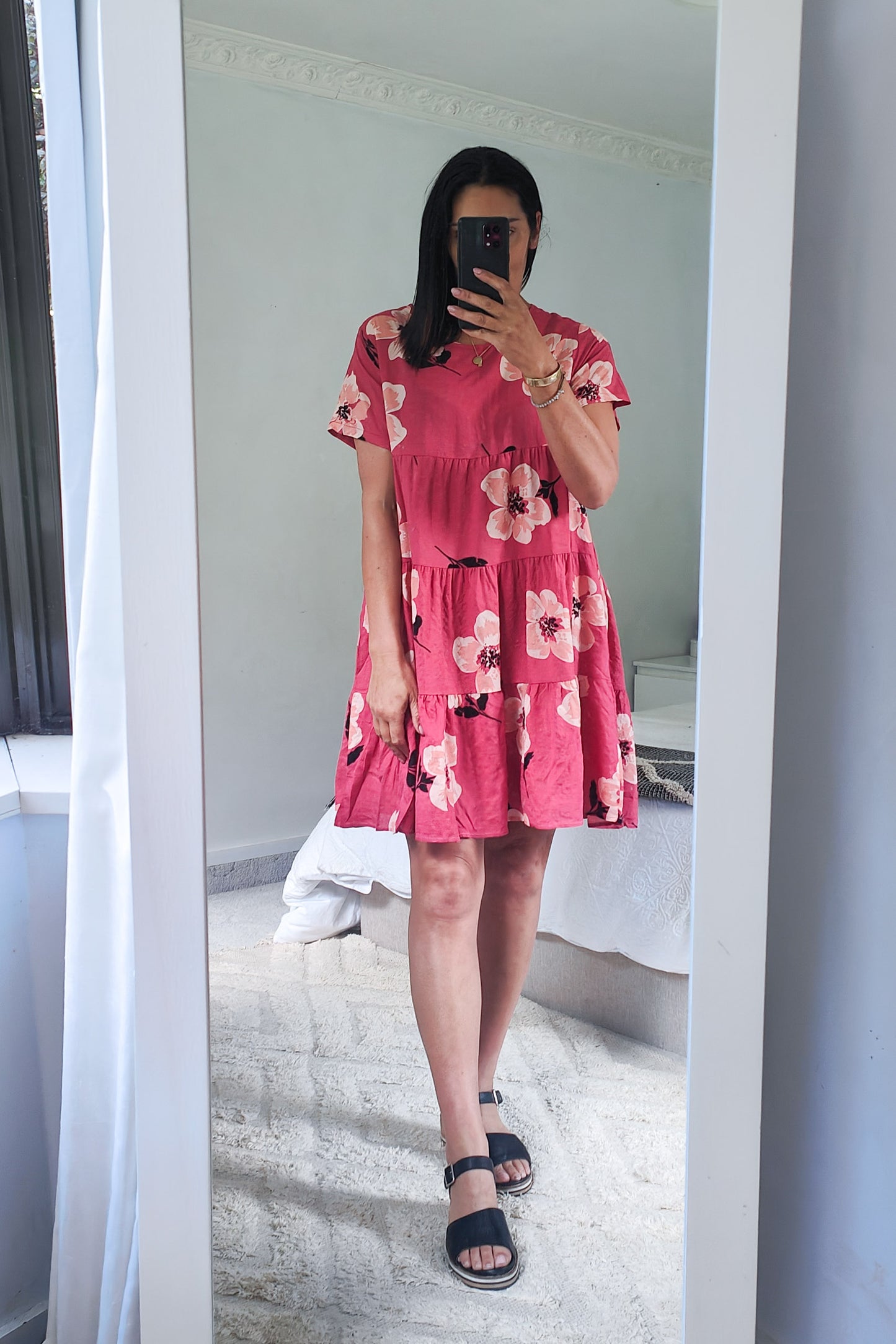 Tiered Babydoll Dress - Rose Pansy