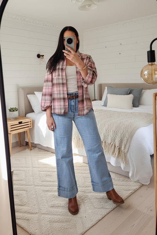 Plaid Jessie Shirt - Warm Pinks