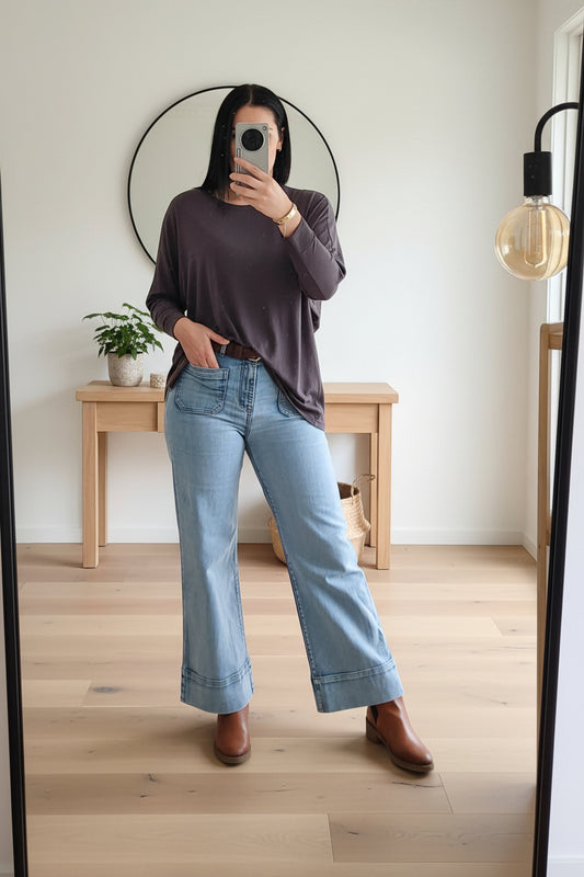 Loose Punn Batwing Top - Graphite