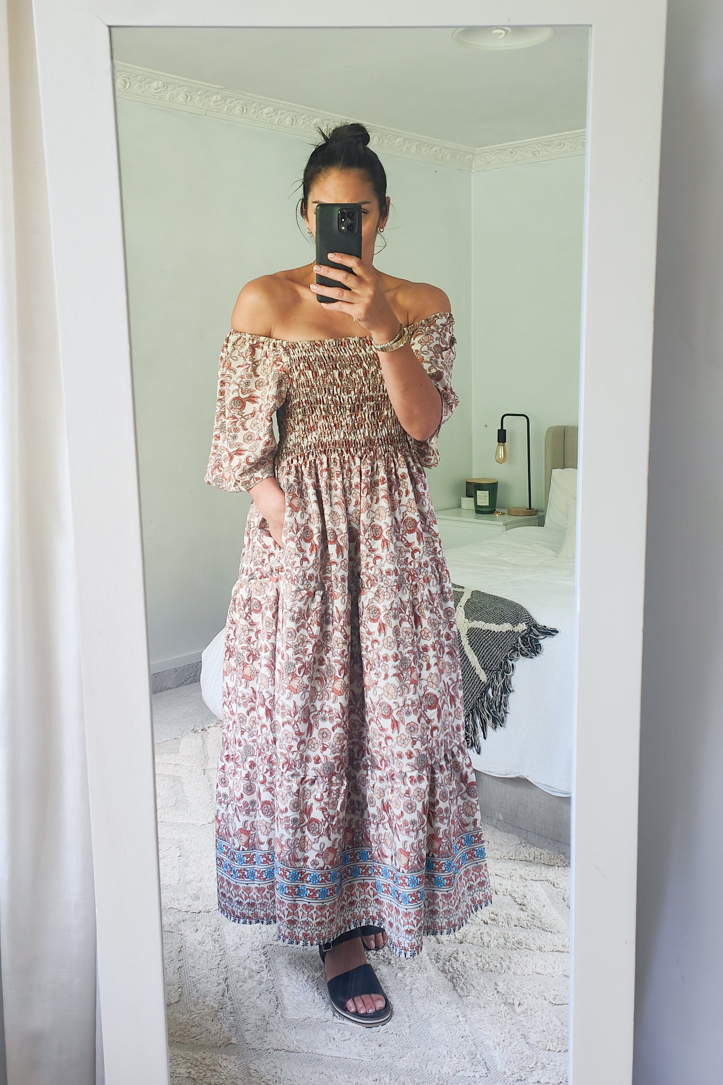 Shirred Bust Soph Maxi - Floral Prairie