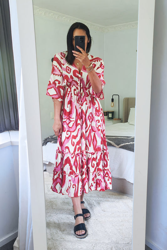 Myan Maxi Dress - Pink & Red