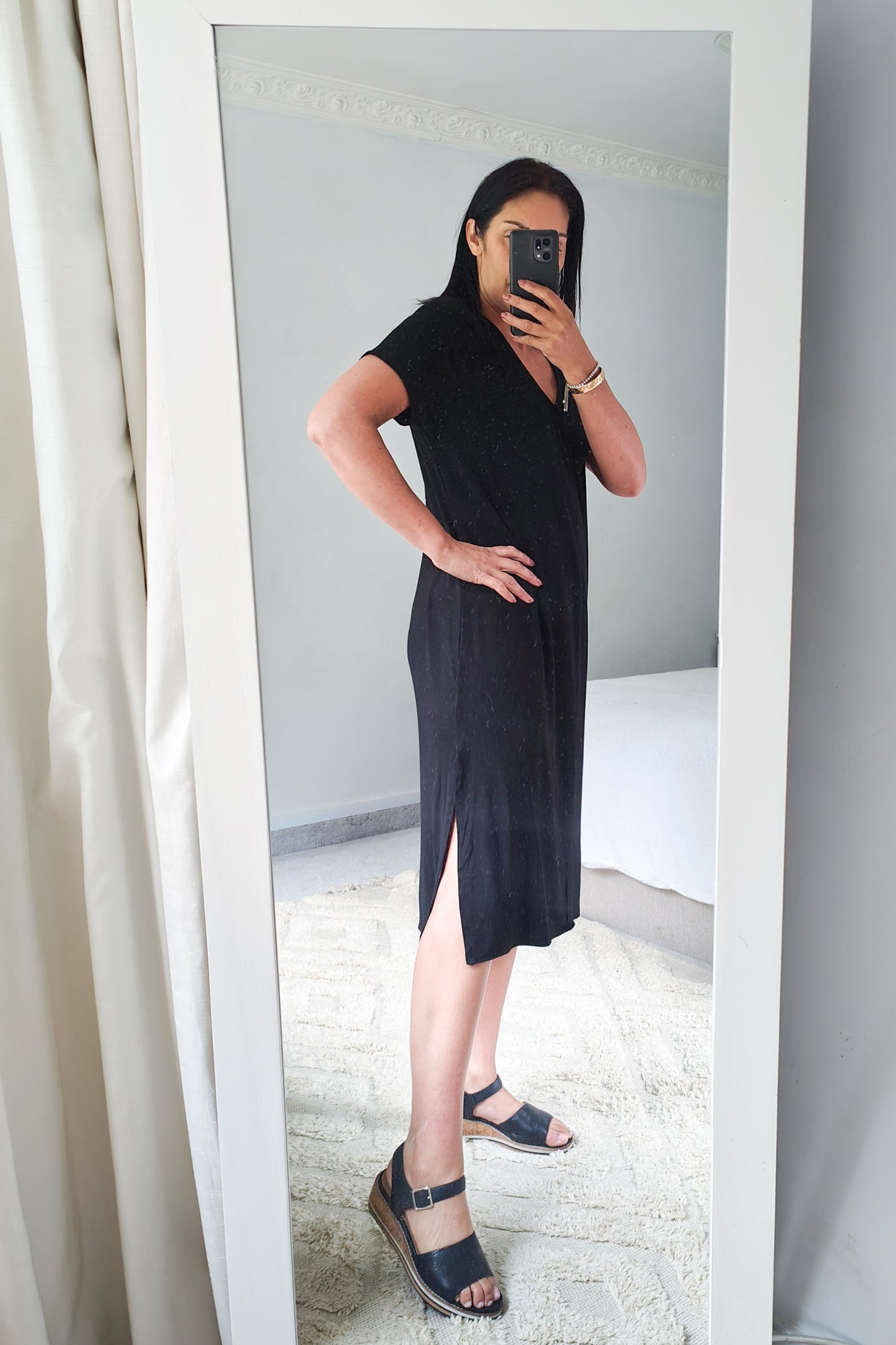 Betty Side Split Dress - Black