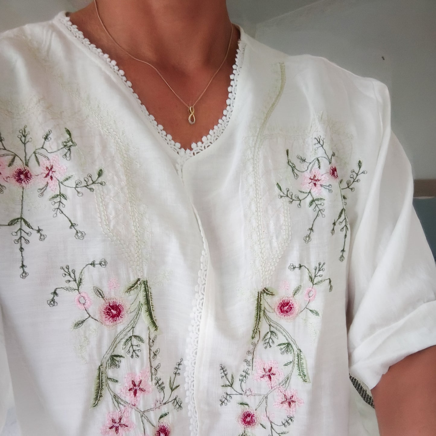 Boho Embroidered Savannah Top - white