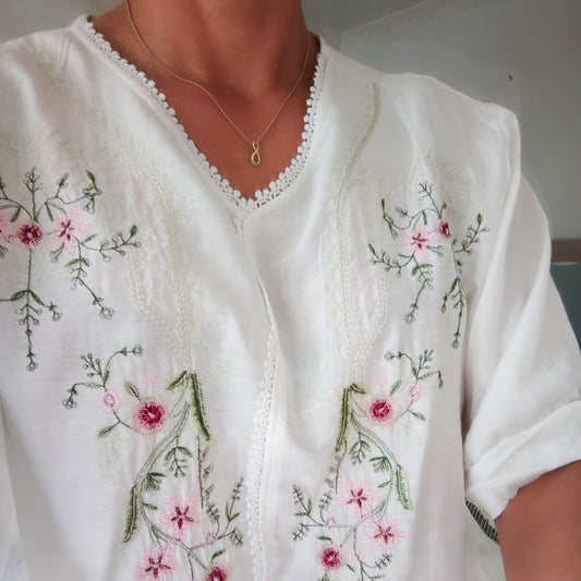 Boho Embroidered Savannah Top - white