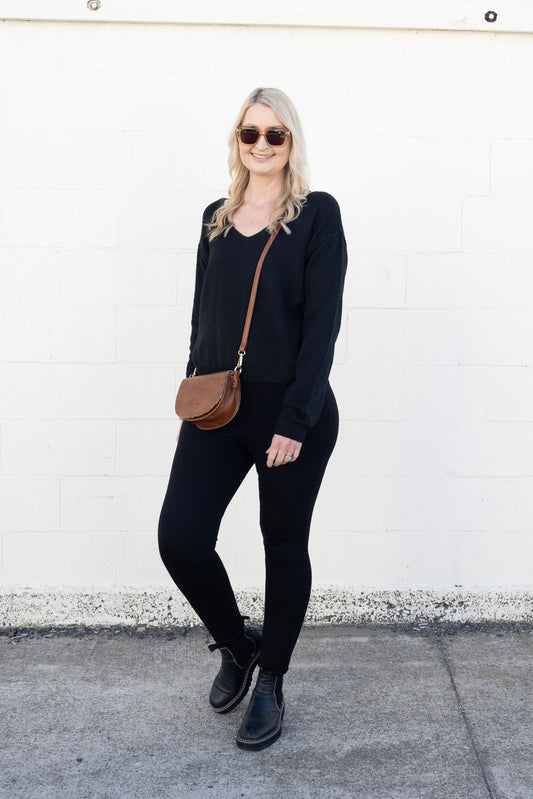V Neck Jumper - Black