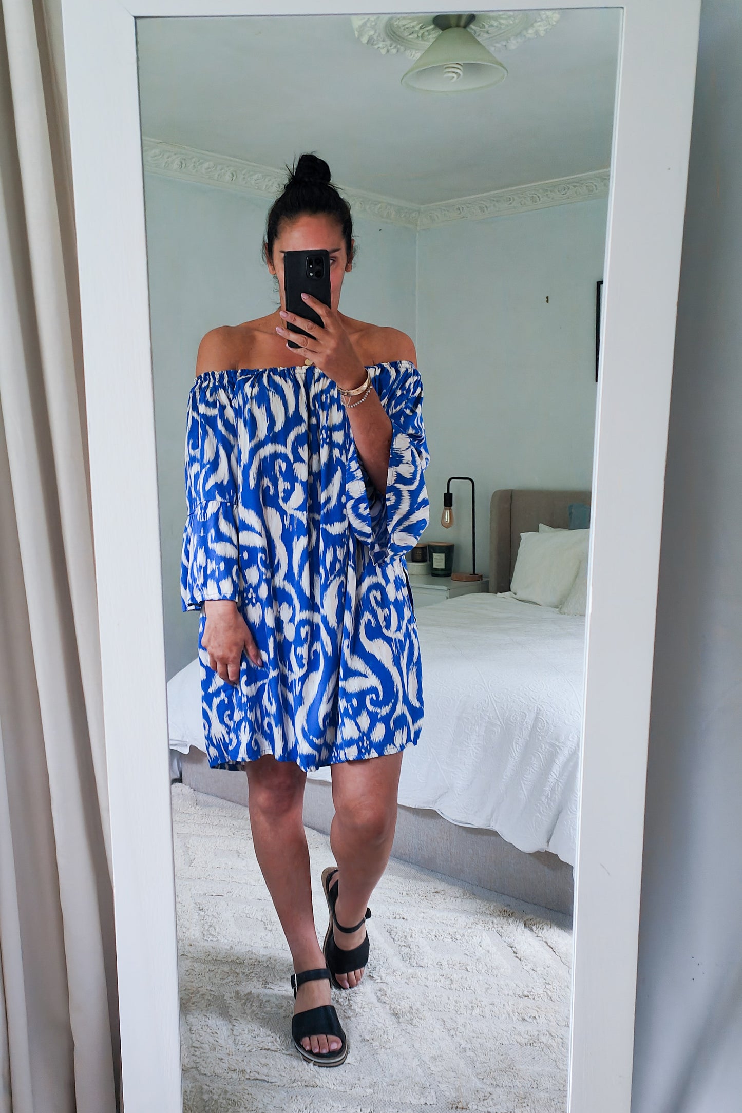 Blue - Off Shoulder Aurora Tunic Dress