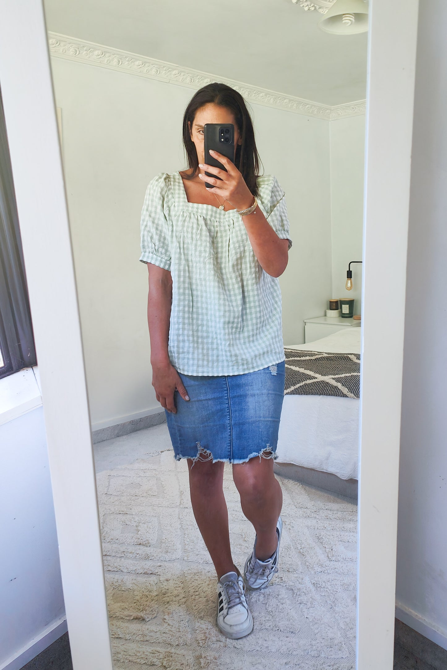 Elsie Gingham Top - Green