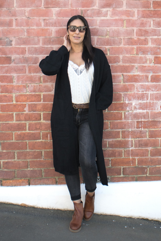 Snuggly Wool Blend Haven Cardigan - Black