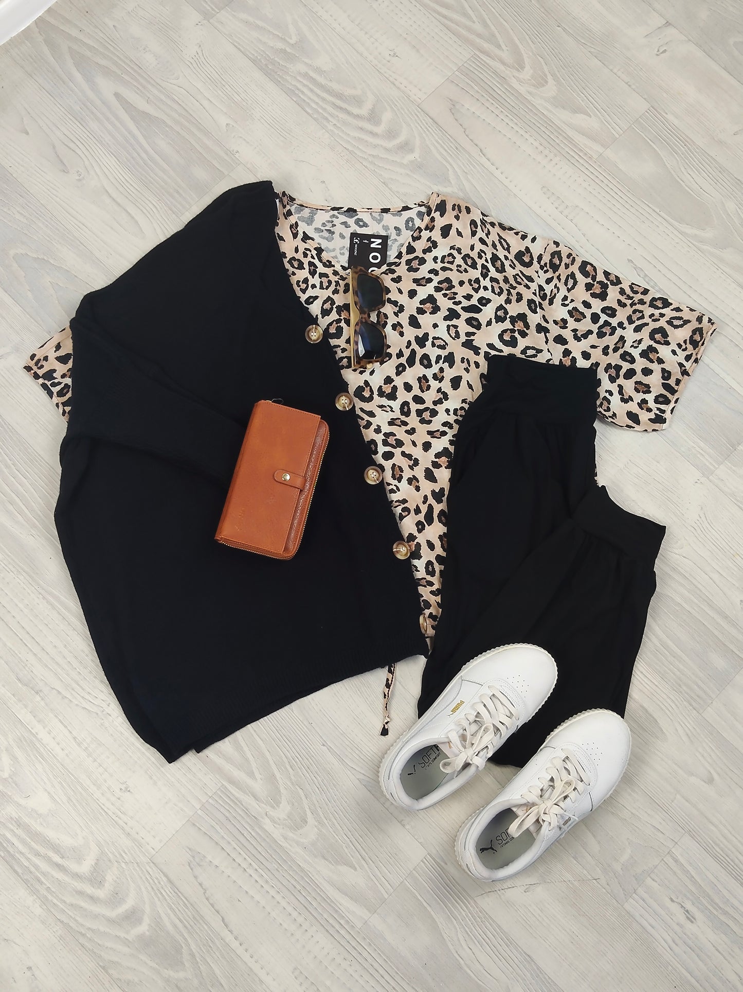 Short Sleeve Verity Tie Top - Leopard