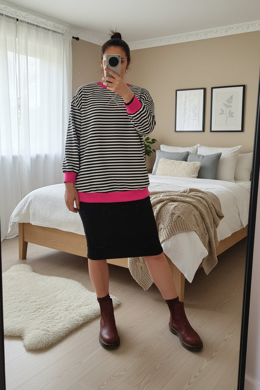 Oversized Striped Charlie Crew