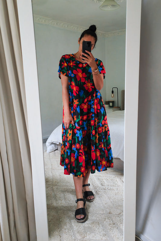 PRE-ORDER** Nula Dress - Bright Black Poppy