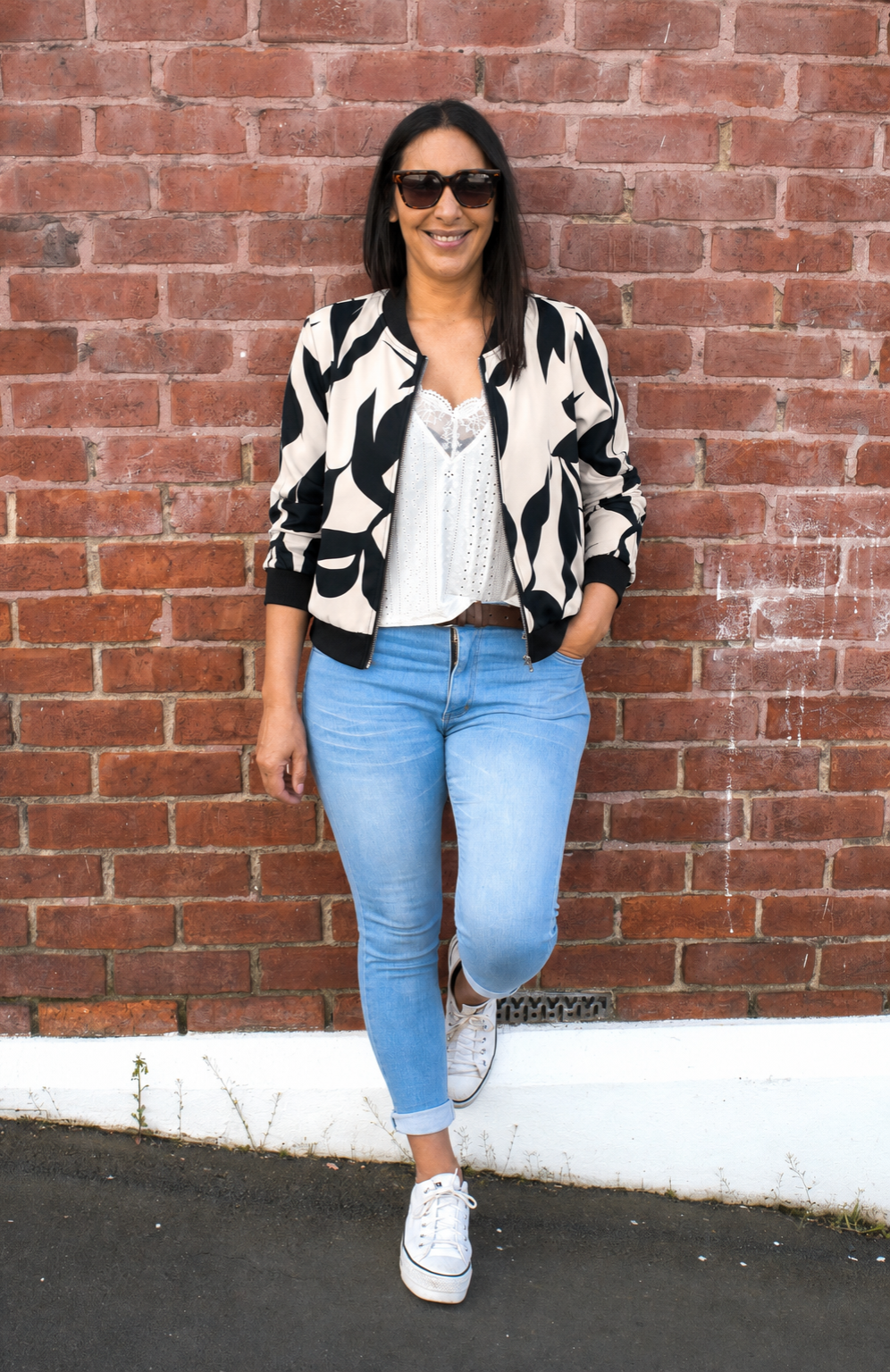 Monochrome Leaf Zip Up