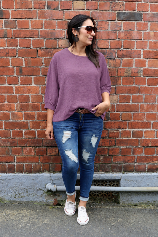 Plain Draped Izzy Top - Grape