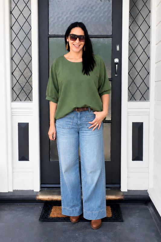 Plain Draped Izzy Top - Sage