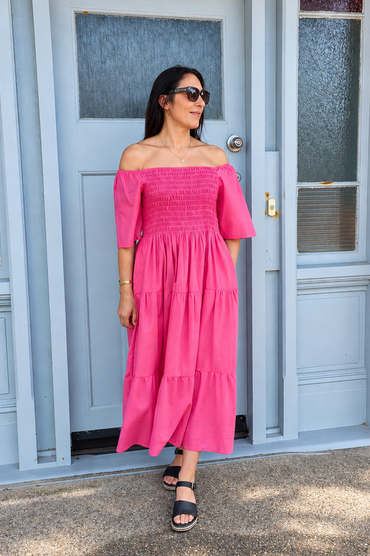 Shirred Bust Soph Maxi -  Hot Pink