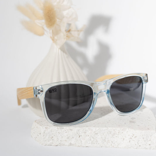 50/50s Sunglasses - Ice Blue with Wooden Arms