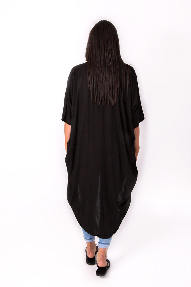 Long Plain Kimono - Black