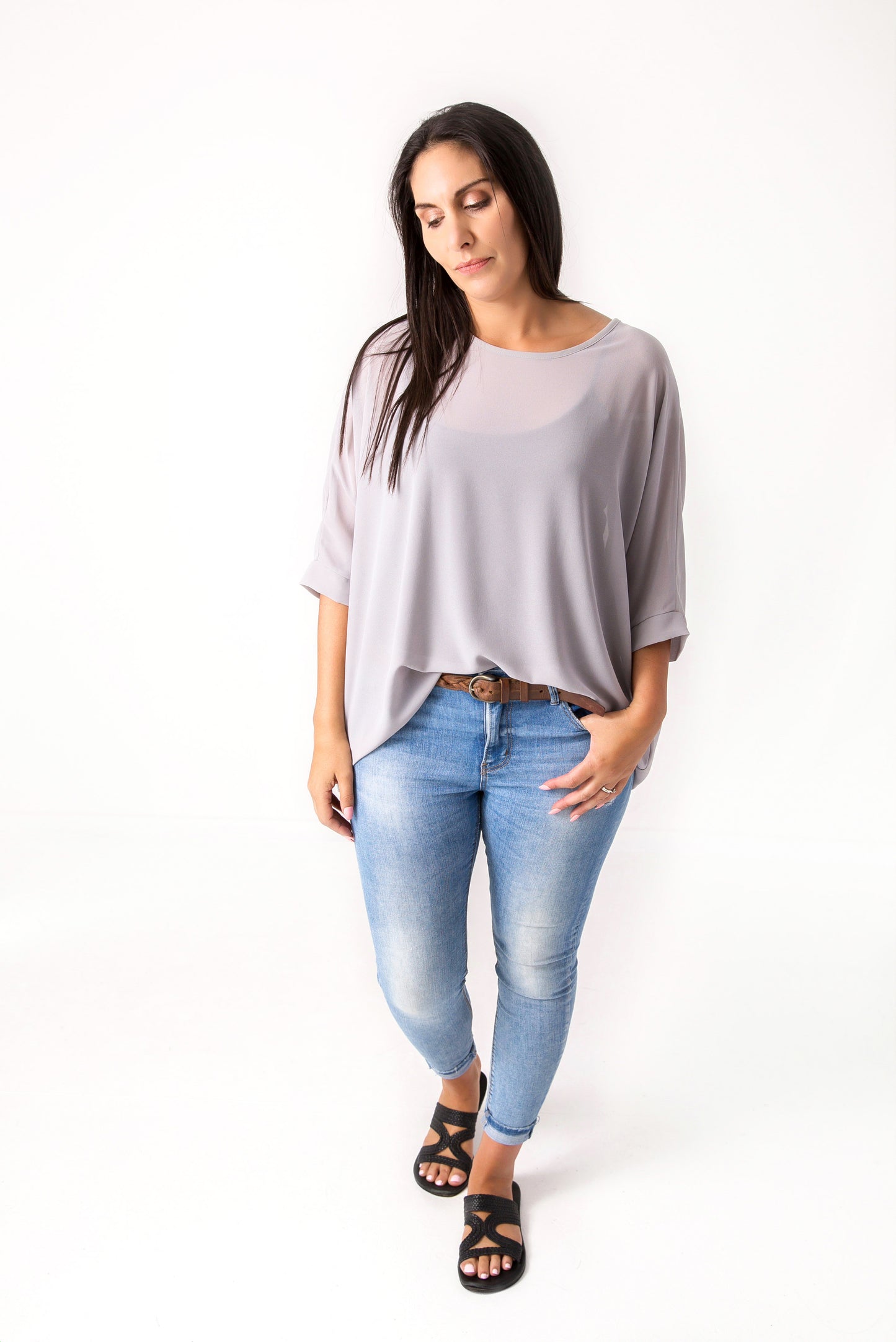 Grey Draped Top - Essential Collection