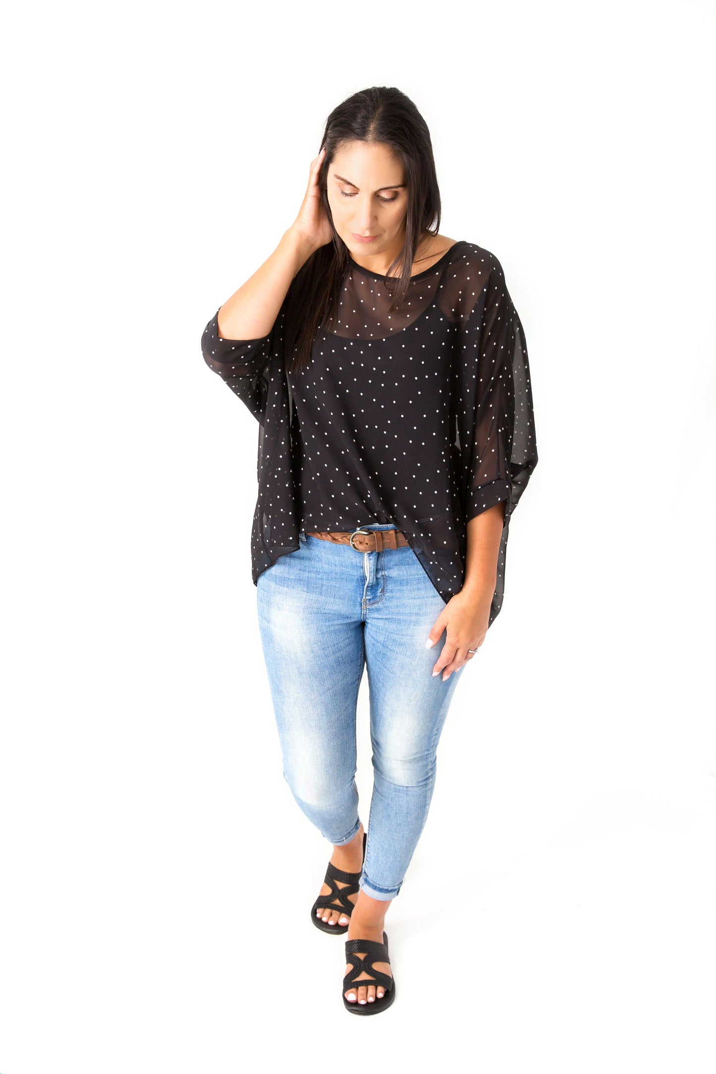 PRE-ORDER** Polka Dot Draped Top - Vogue Collection